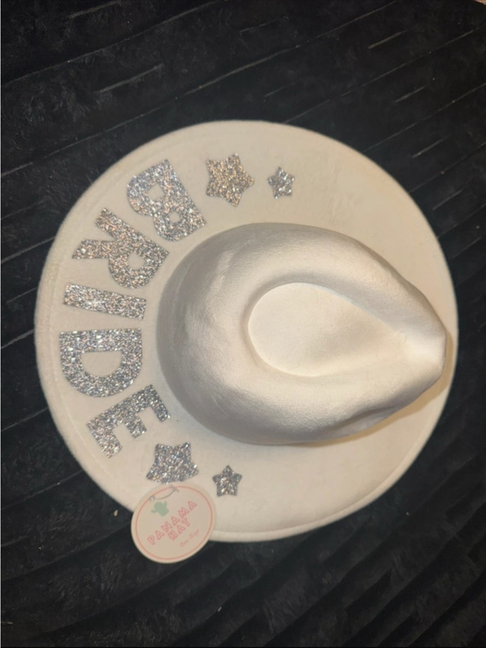 Bridal White Glitter "BRIDE" Cowboy Hat